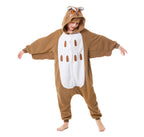 CANASOUR Kids Owl Onesie Halloween Cosplay Costume Girls Animal Unisex Outfuit One Piece Hooded Soft Pajamas Brown Party 6-8 Yea