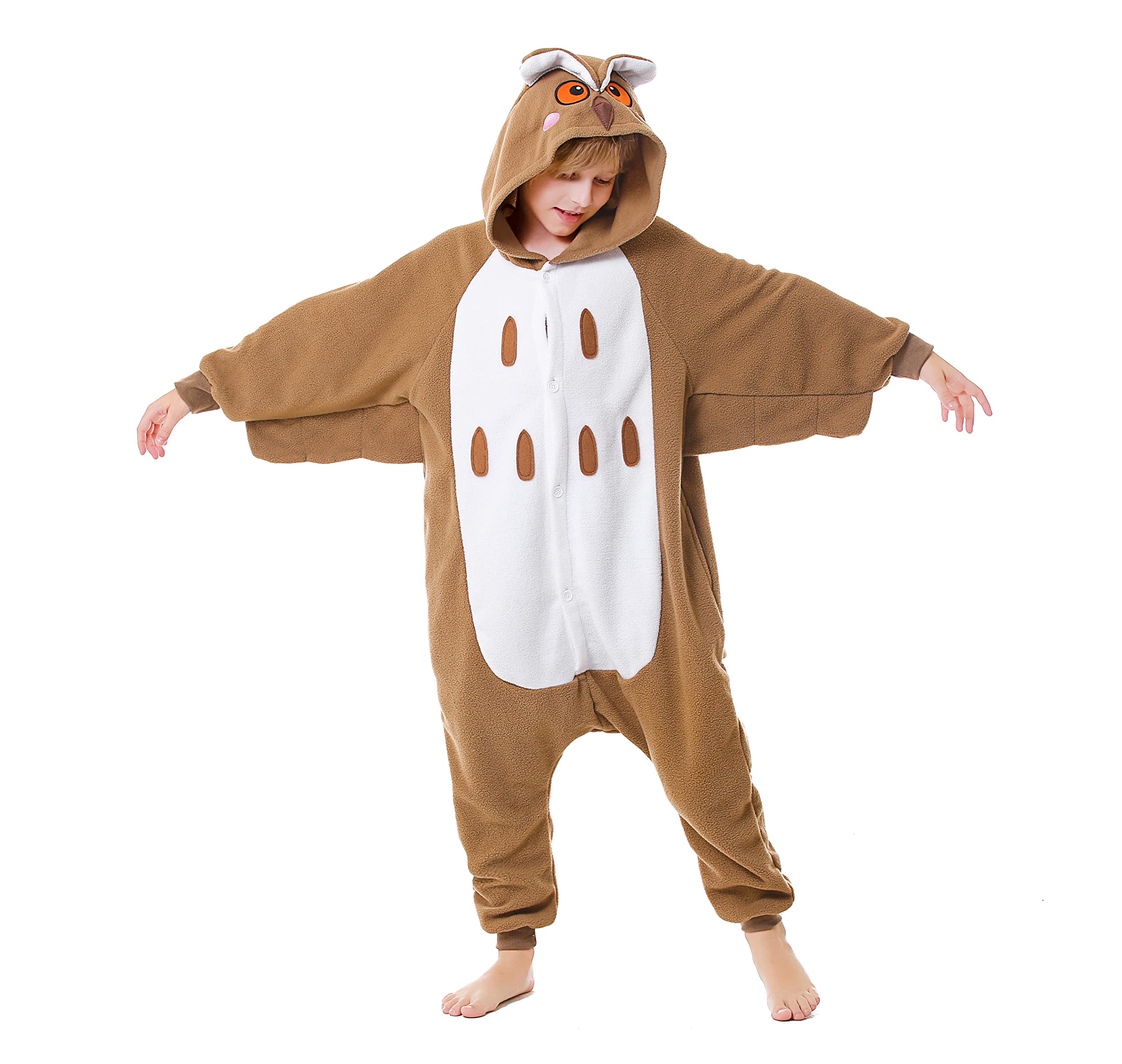 CANASOUR Owl Onesie Kids Animal Halloween Cosplay Costume for 5T Girls Unisex Outfuit One Piece Hooded Soft Pajamas Brown Party 