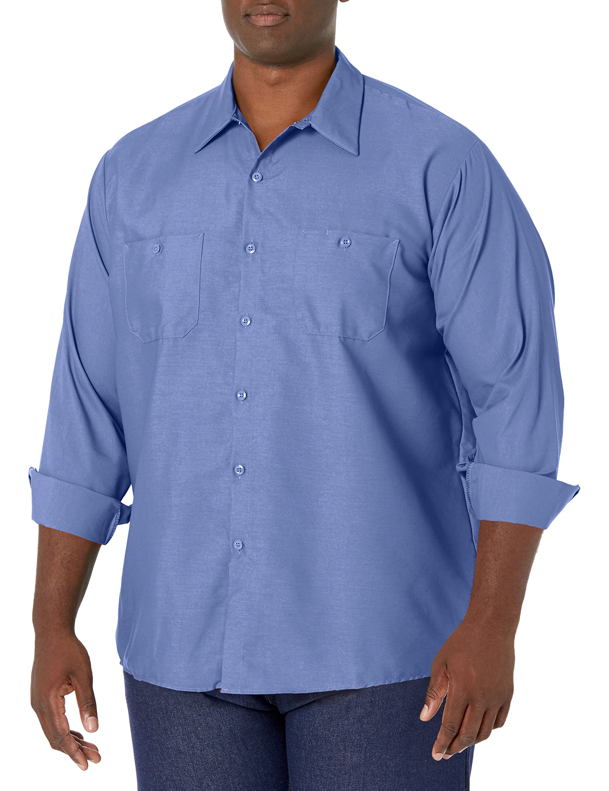 Red Kap Mens Industrial Work Shirt, Regular Fit, Long Sleeve, Petrol Blue, 5X-Large