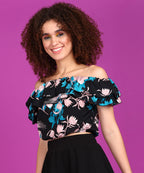 POPWINGS Casual Off-Shoulder Crop Top for Women| Printed Crop Top for Women | Off-Shoulder Crop Top for Women Stylish | Women To