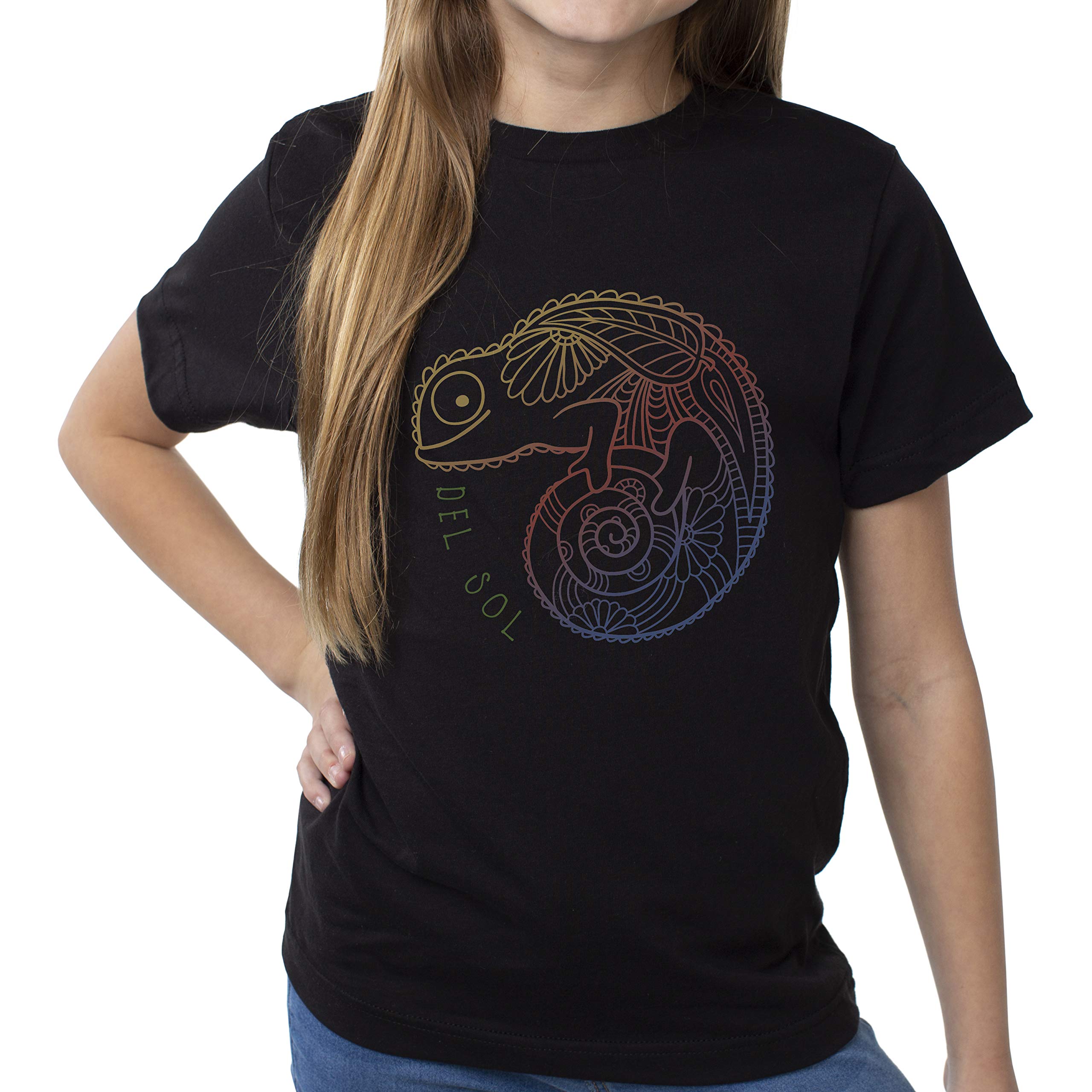Girls Crew Tee - Chameleon - Black by DelSol for Women - 1 Pc T-Shirt (YL)