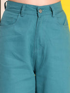 Kotty WomenS Relaxed Fit Soft Cotton Blend High-Waist Wide-Leg Jeans(Blue,30)