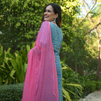 Gosriki Women'S Pure Cotton Straight Kurta With Palazzos & Dupatta (Bp-Go)