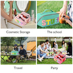 LONEDREAM 3Pcs Stoney Clover Preppy Makeup Bag, Stuff Bag Travel Makeup Cosmetic Bag, Chenille Letter Patch Open Flat Nylon Pouc
