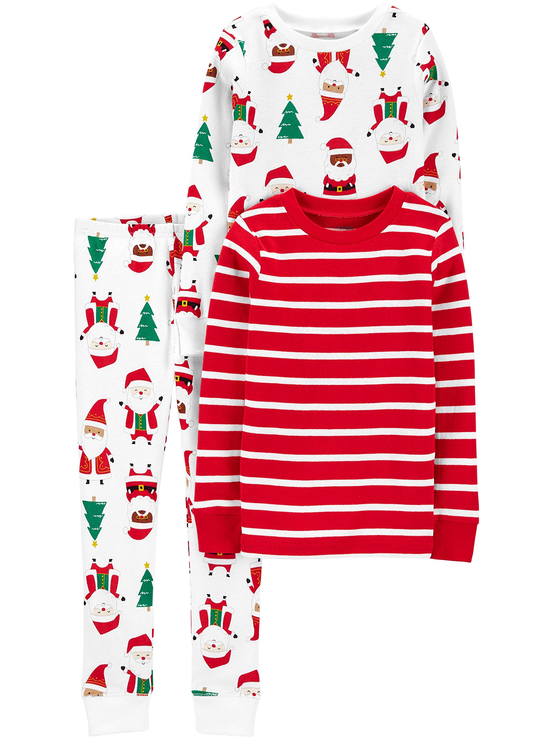 Simple Joys by Carter's Unisex Kids' 3-Piece Snug-Fit Cotton Christmas Pajama Set, Santa, 5