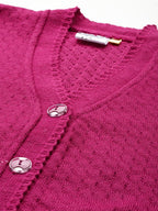 Aarika Womens Casual Wear Purple Colour Solid Woolen Cardigan (S-L)