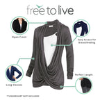 Free to Live 3 Pack Women's Lightweight Long Sleeve Knitted Cardigan, Criss Cross Pullover Nursing Tops