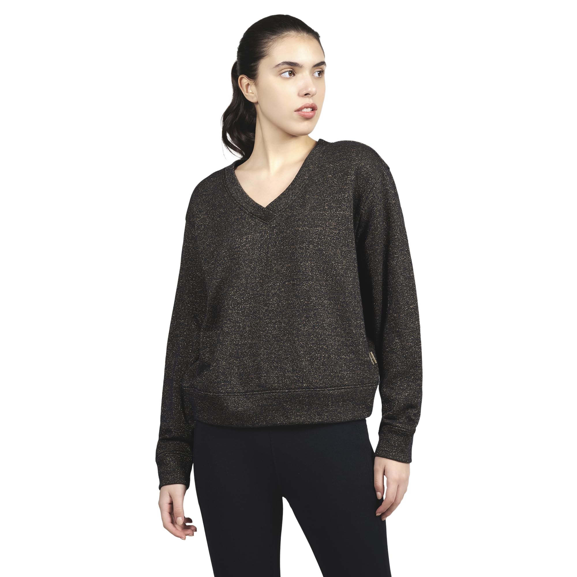 Skechers Women Skech Sweats Shimmer V Neck T-Shirt