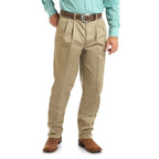 Wrangler Men's Riata Pleated Relaxed Fit Casual Pant, Khaki, 35X32