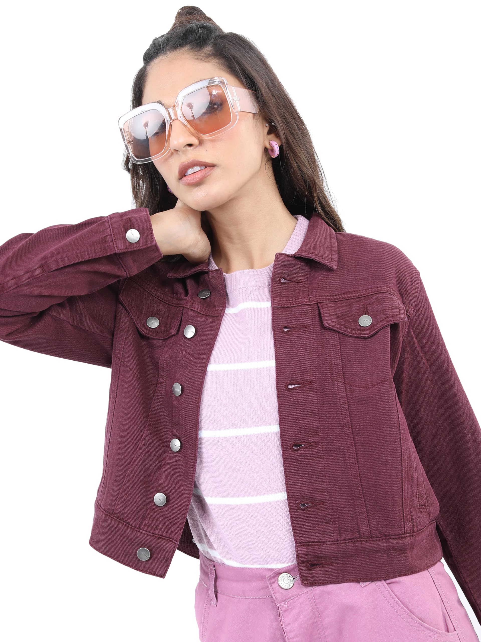 Ketch WomenS Cotton A-Line Standard Length Coat (Khjk000096_Maroon, Medium
