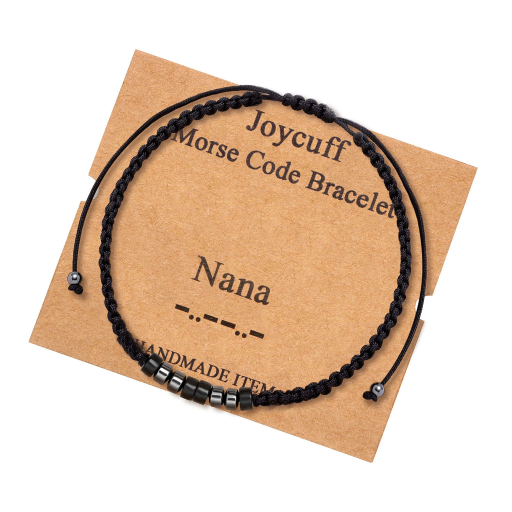 JoycuFF Nana Morse Code Bracelets for Women Handmade Silk Wrap Strand Jewelry Unique Trendy Christmas Thanksgiving Day Gifts for