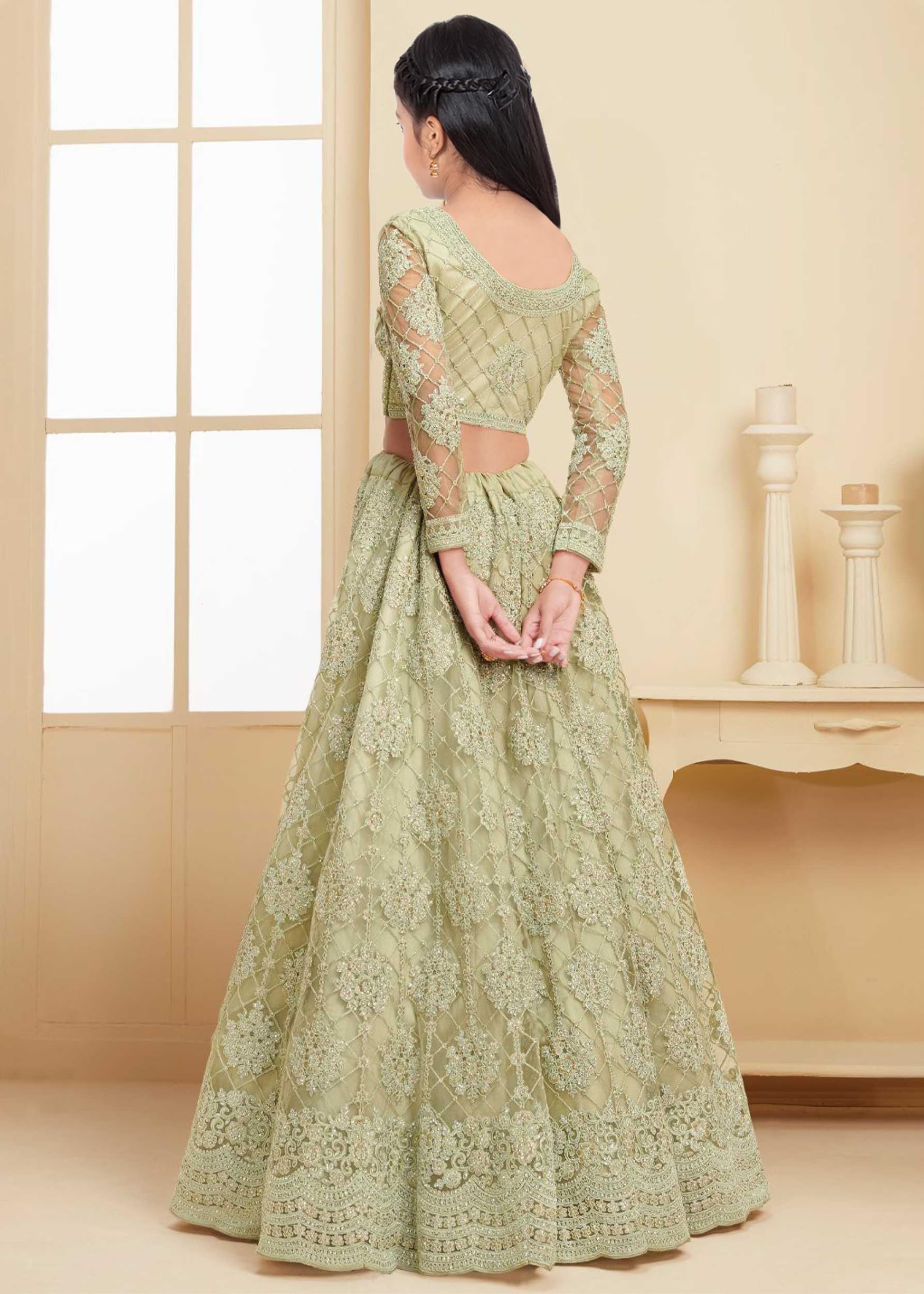 Suppar Sleave Traditional Ethnic Wear For Girls Designer Embroidered Kids Lehenga Choli
