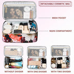 AMOIGEE Large Travel Makeup Bag Organizer, Double Layer Train Case, Toiletry Bag for Makeup Brushes, Full Size Bottles, Palettes