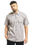 Dickies Mens Short-Sleeve Work Shirt, Silver gray, Small