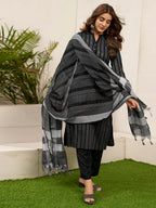 Sanisa Women'S Cotton Woven & Sequence Embroidery Work Straigth Kurta With Pant And Dupatta Set| Ethnic Set | Suit Set | Kurta Set