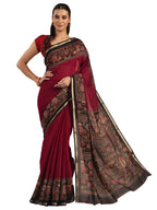 Libas Solid Cotton Blend Saree With Unstitched Blouse Piece