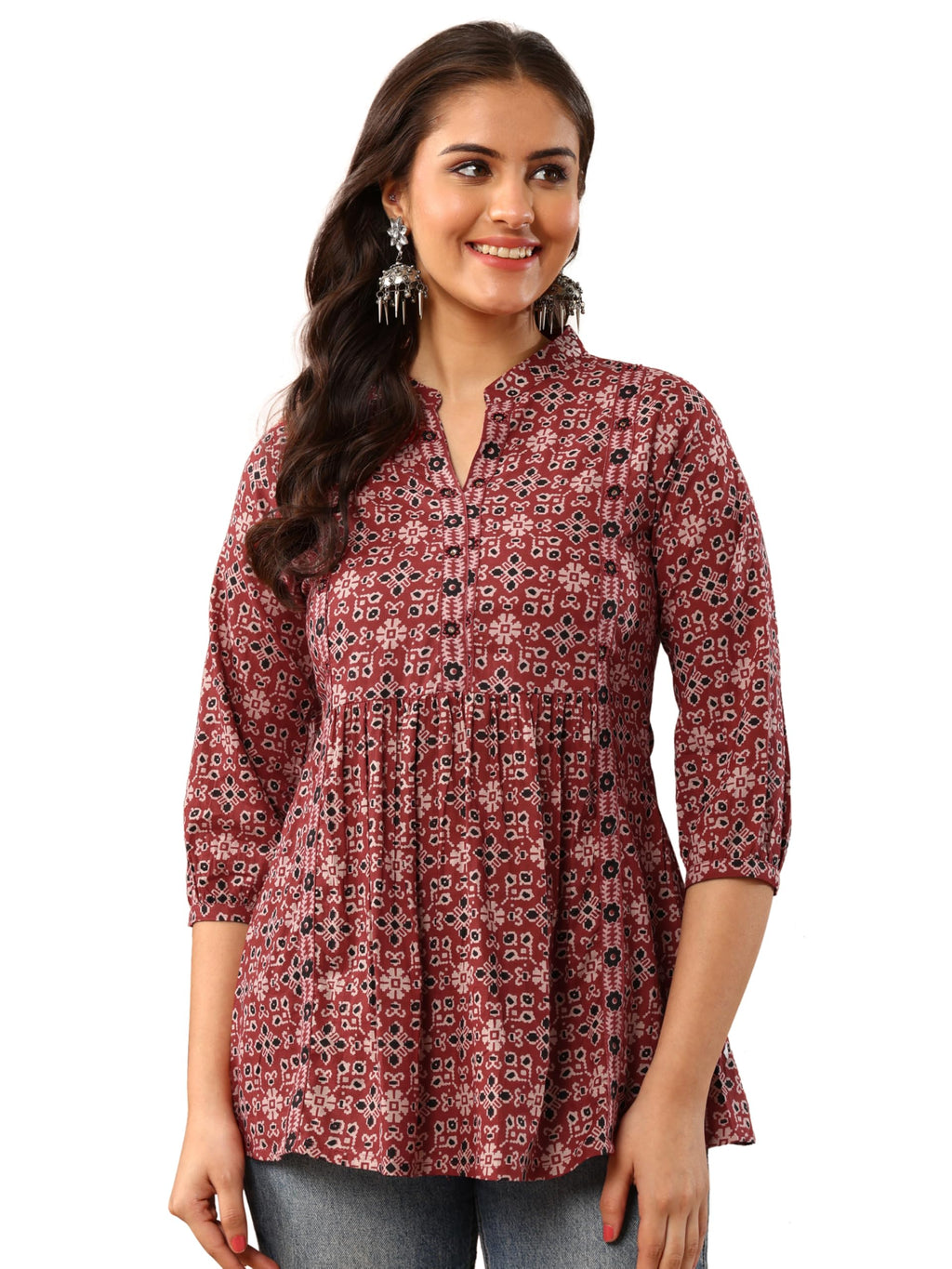 Libas Printed Cotton A-Line Kurti For Women (29740Xl)