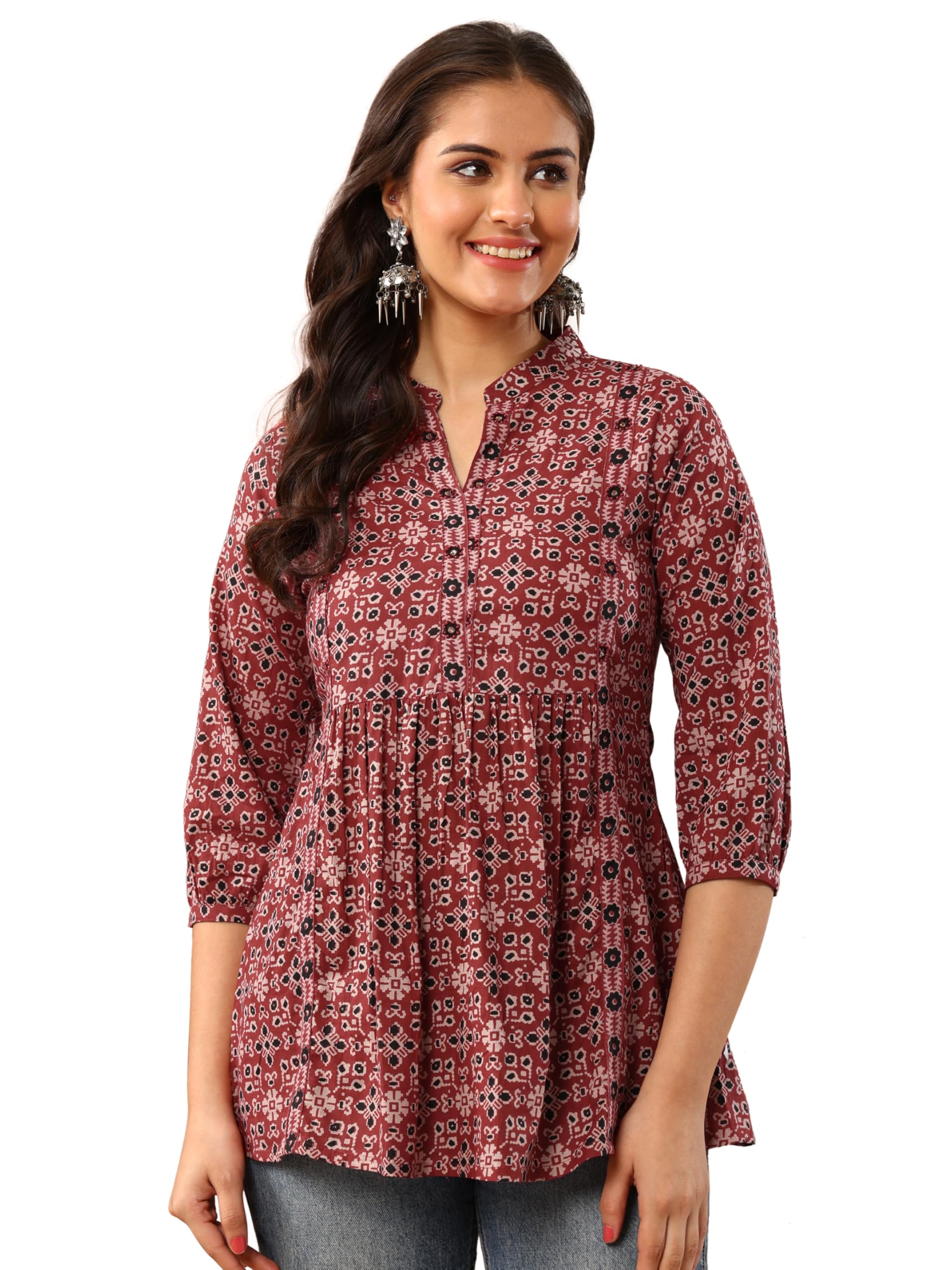 Libas Printed Cotton A-Line Kurti For Women (29740Xl)