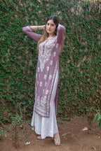 ANNI DESIGNER Womens Cotton Blend Straight Chikankari Embroidered Kurta (Victoria Purple_XL_Purple_X-Large)