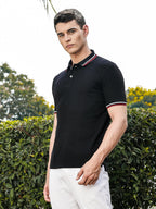 Thomas Scott Mens | Solid | Knitted | Polyster Blend | Knitted | Polo | Ribbed Sleeve | Short Sleeve | Tshirt for Men (TSSMPT06
