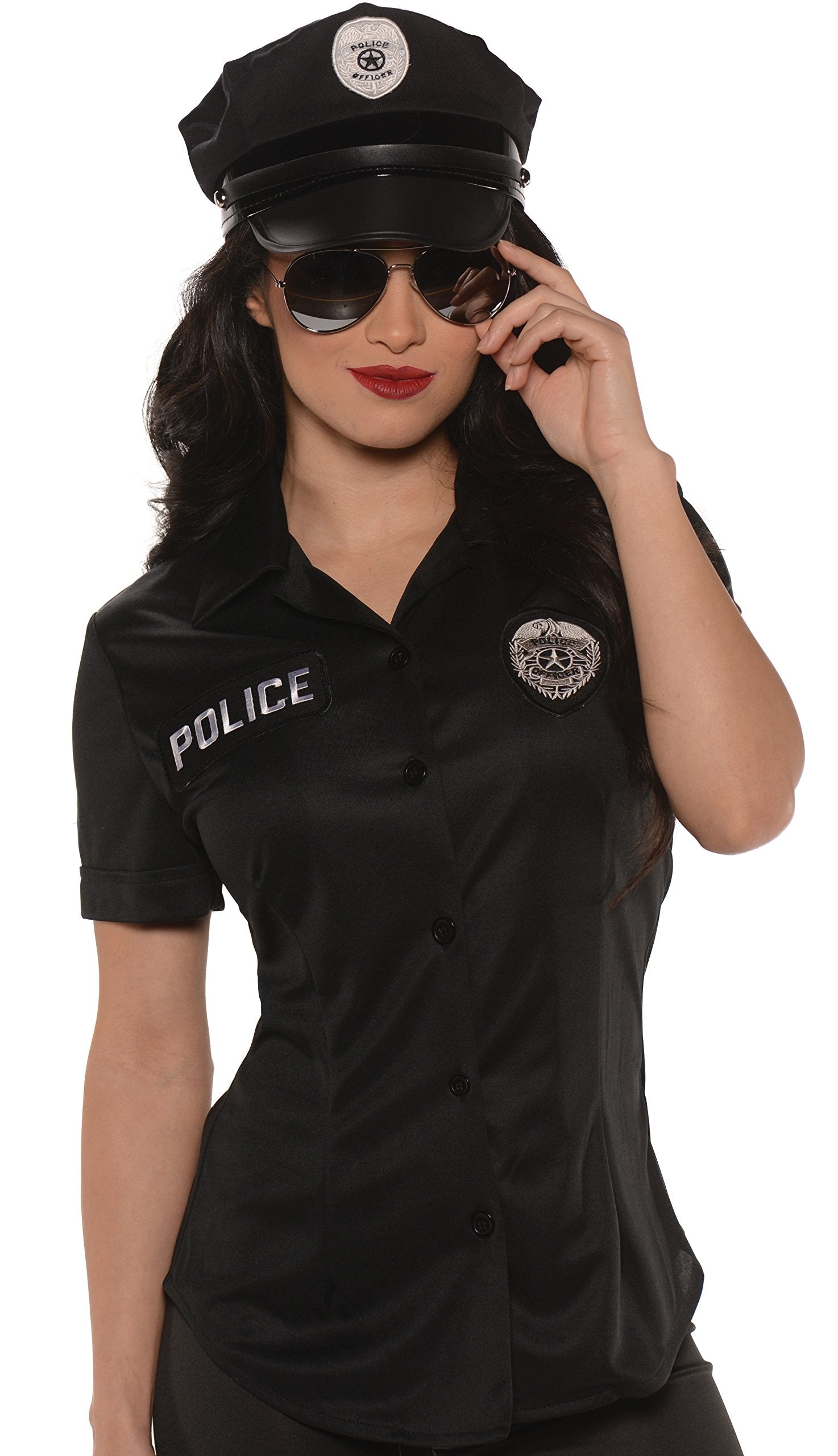 Underwraps Women's Police Fitted Shirt, Black, Small