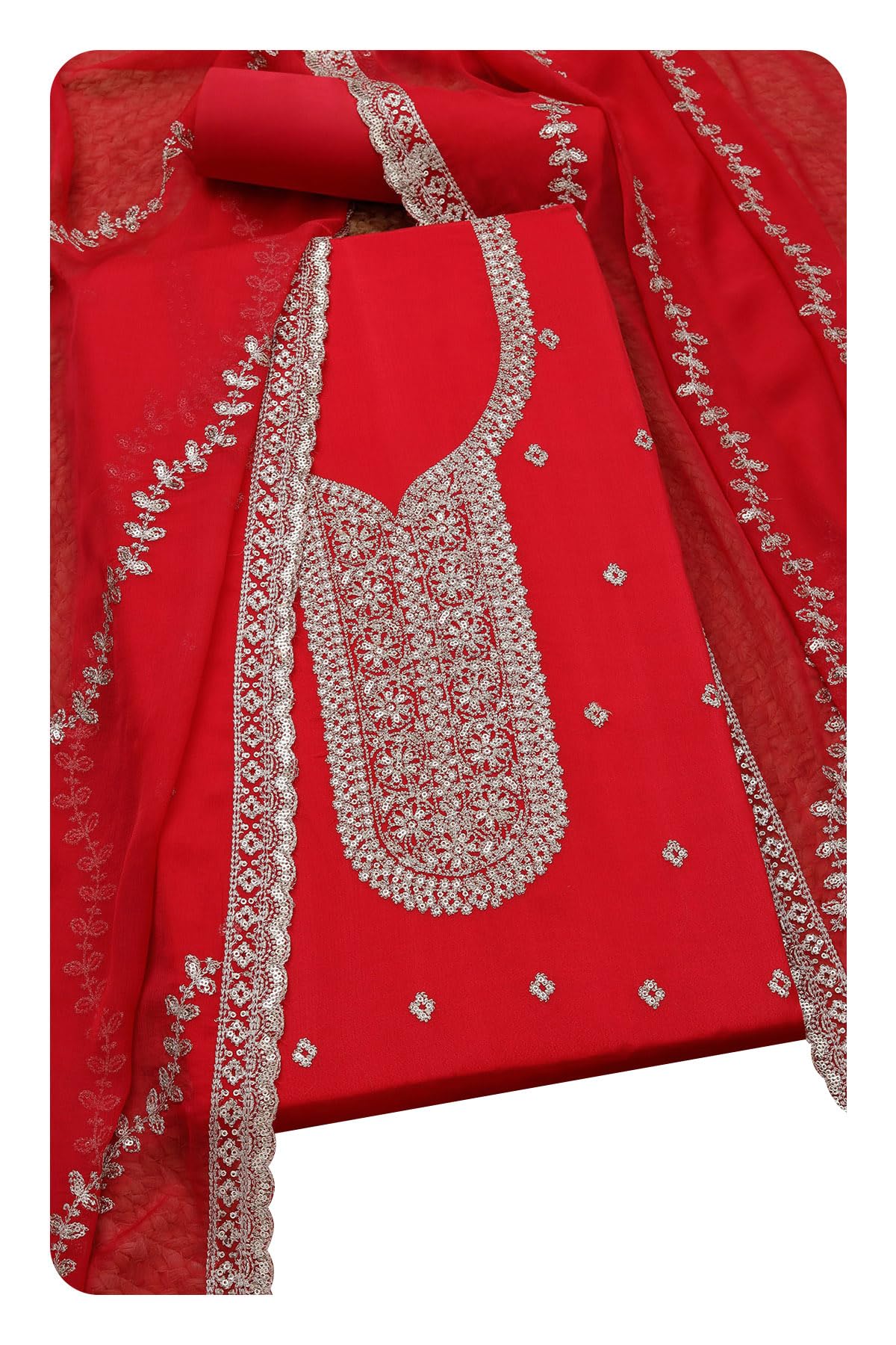Soch Women Chinon Embroidered Unstitch Dress Material with Sequins