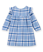 Beebay Kids Girls Shoulder Frill Check Dress Blue