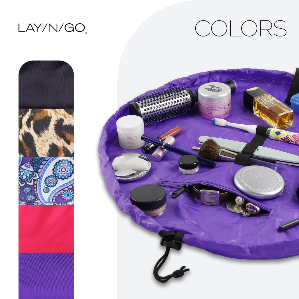 Lay-n-Go Cosmo Deluxe Drawstring Cosmetic Pouch & Makeup Bag Organizer, Toiletry Bag for Travel, Gifts, and Daily Use, 22 inch