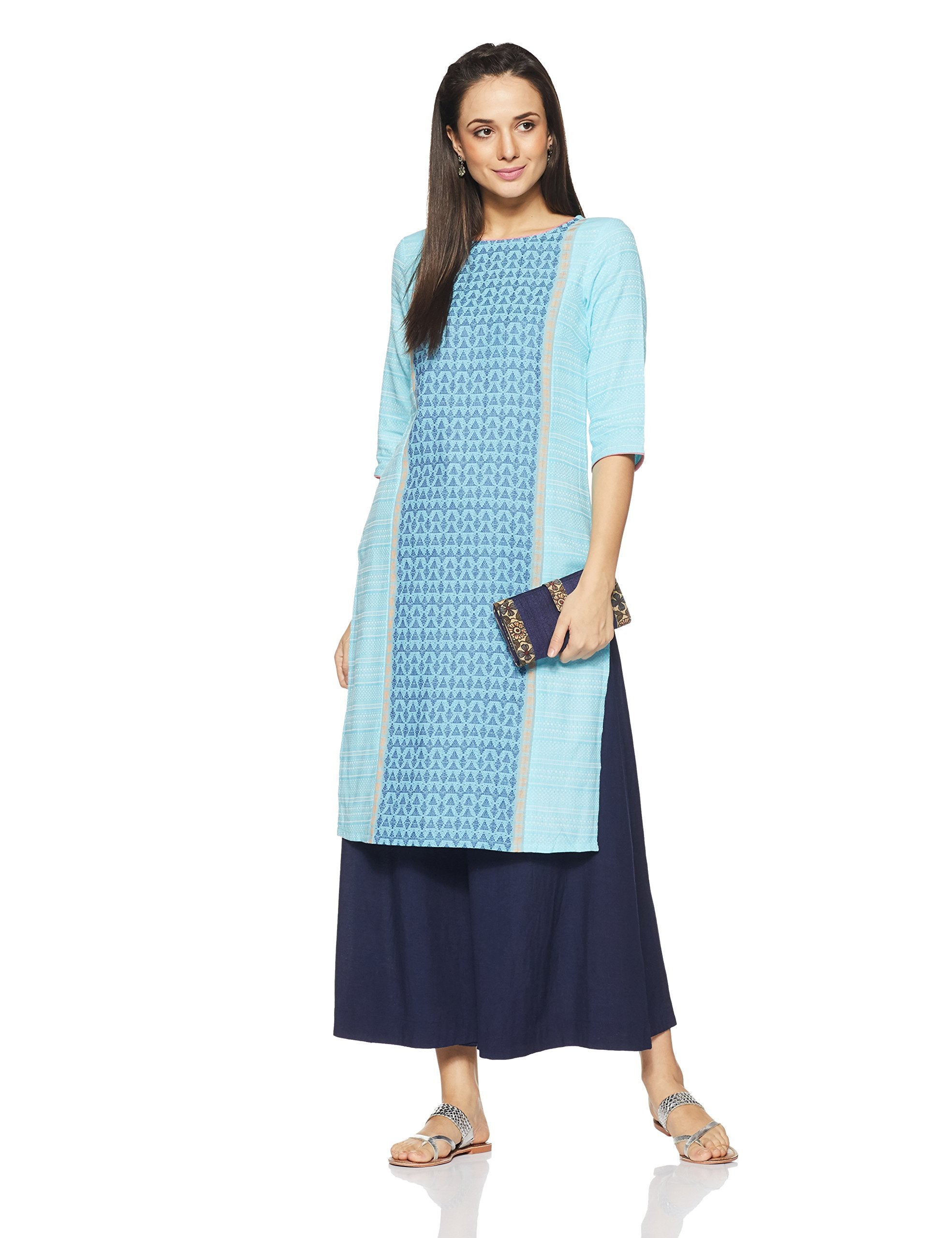 Aurelia Women'S Straight Kurta (17Auk13296-78935_Sky Blue_Xl)