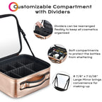 BYOOTIQUE Large Makeup Bag Travel Portable Cosmetic Storage Case with Mirror & Adjustable Dividers Organizer for Cosmetics Makeu