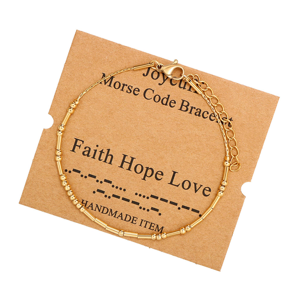 JoycuFF Faith Hope Love Bracelets Morse Code for Women Inspirational Birthday Mother's Day Christmas Gifts for Best Friend Mom S