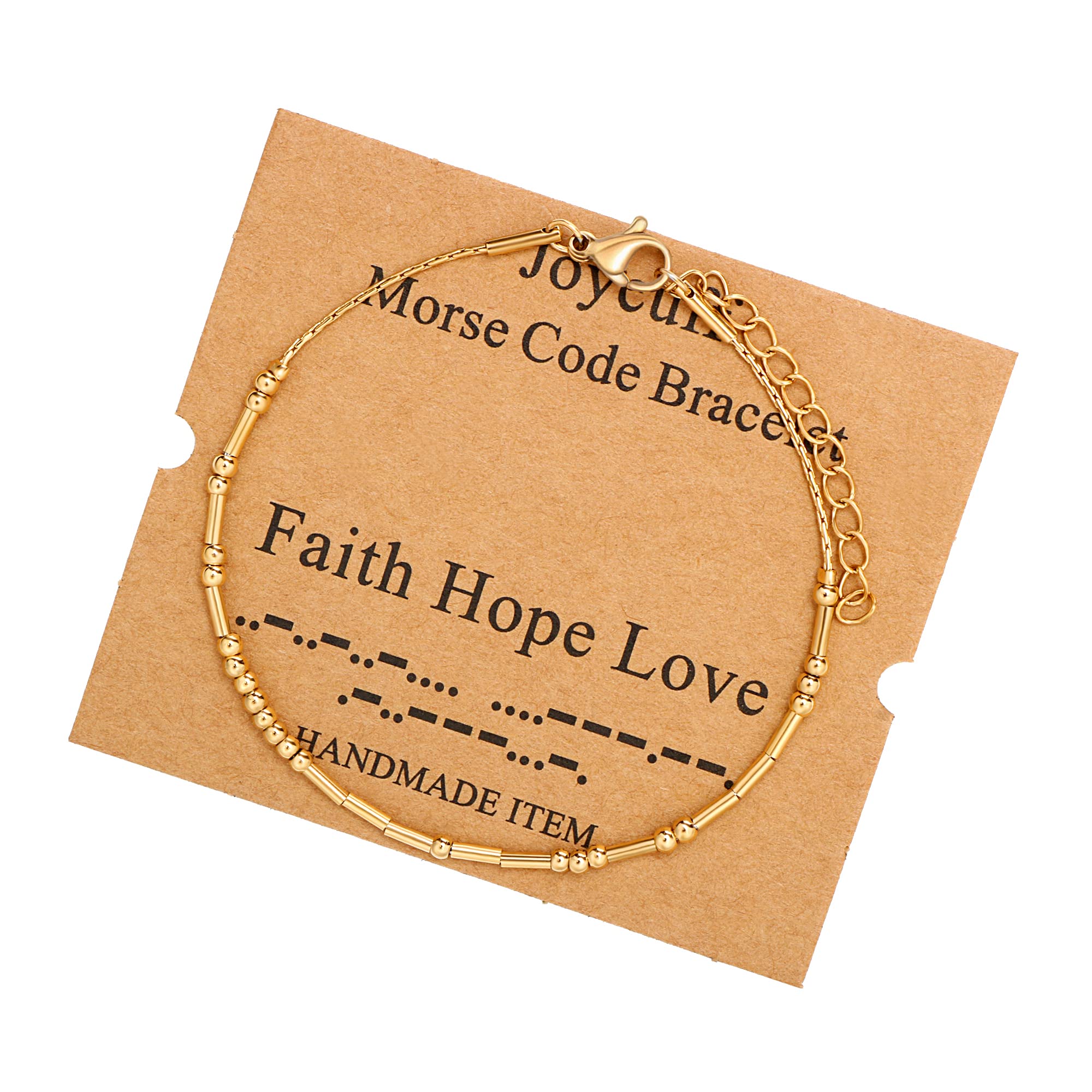 JoycuFF Faith Hope Love Bracelets Morse Code for Women Inspirational Birthday Mother's Day Christmas Gifts for Best Friend Mom S