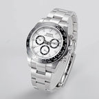 Sugess S418-2.002.S Chrono Racing Genuine Ceramic Bezel High Beat 41 Jewels SL4801 Chronograph Mens Watch, SILVER