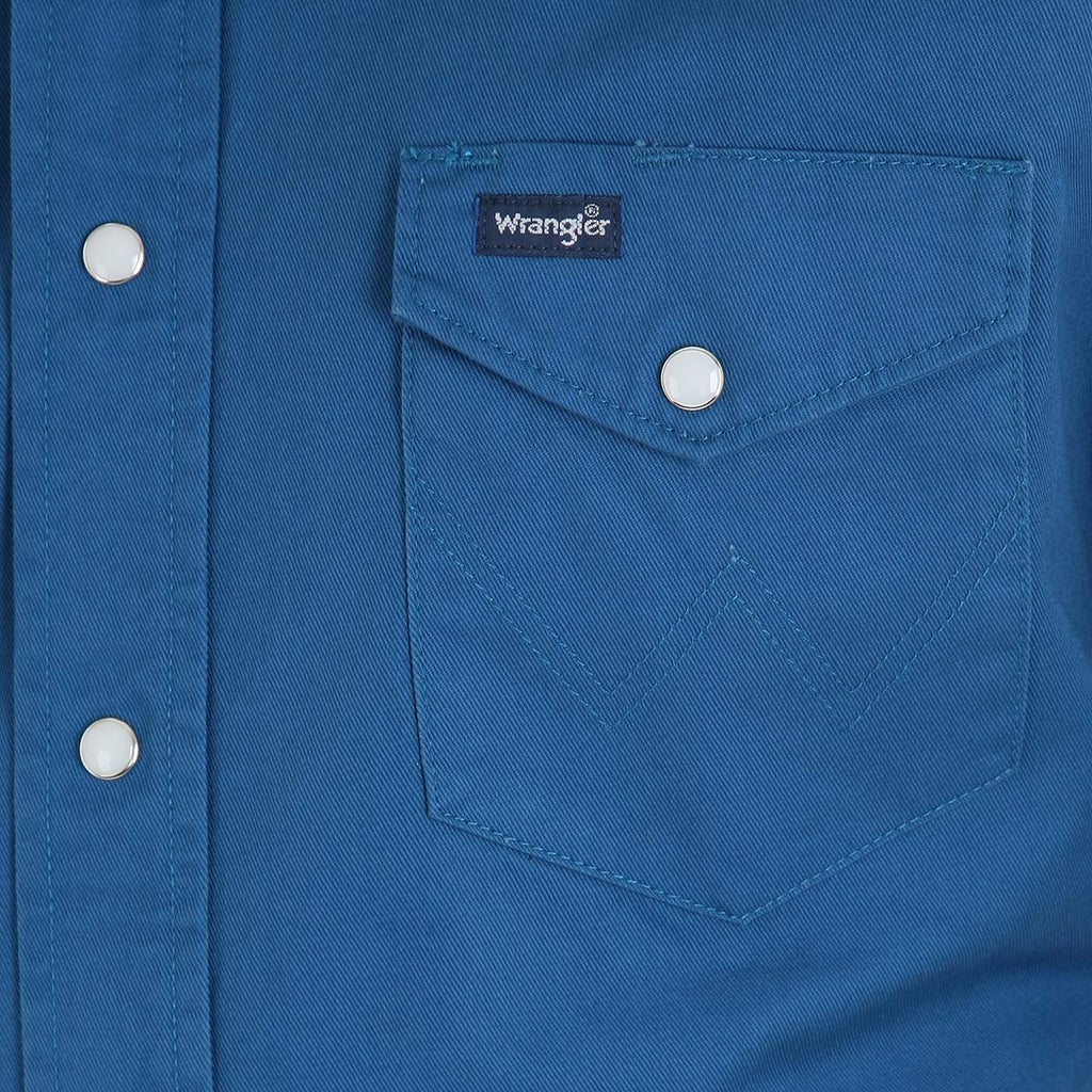 Wrangler mens Western Long Sleeve Snap Firm Finish work utility button down shirts, Dark Teal, 4X US