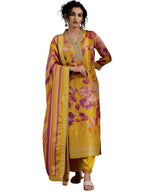 Libas Womens Silk Blend Kurta Set (27602_Mustard