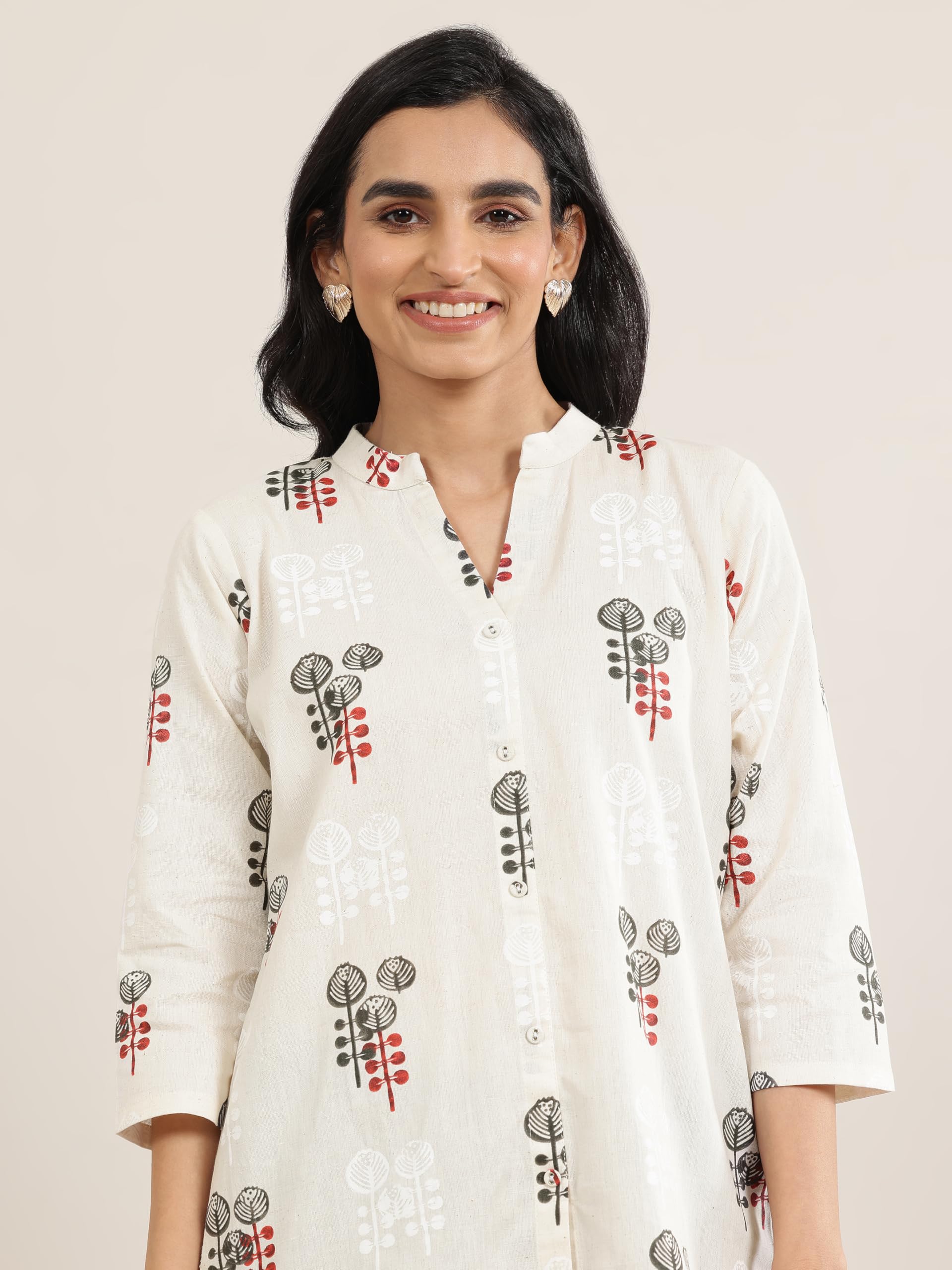 Libas WomenS Cotton Printed Regular Kurtis (29664R Off White