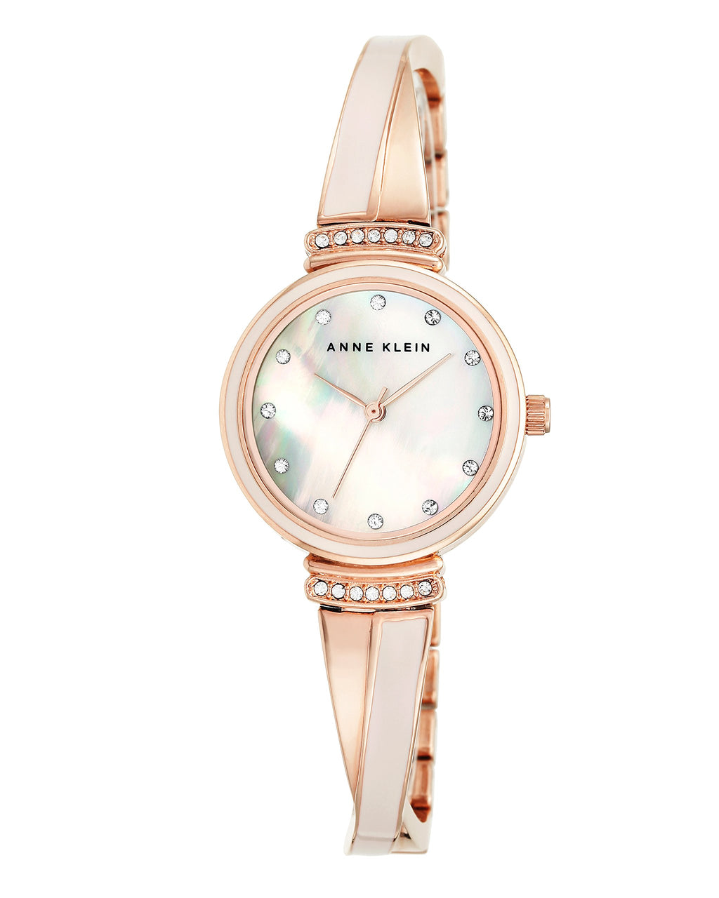 Anne Klein Women's AK/2216BLRG Premium Crystal-Accented Rose Gold-Tone and Blush Pink Bangle Watch