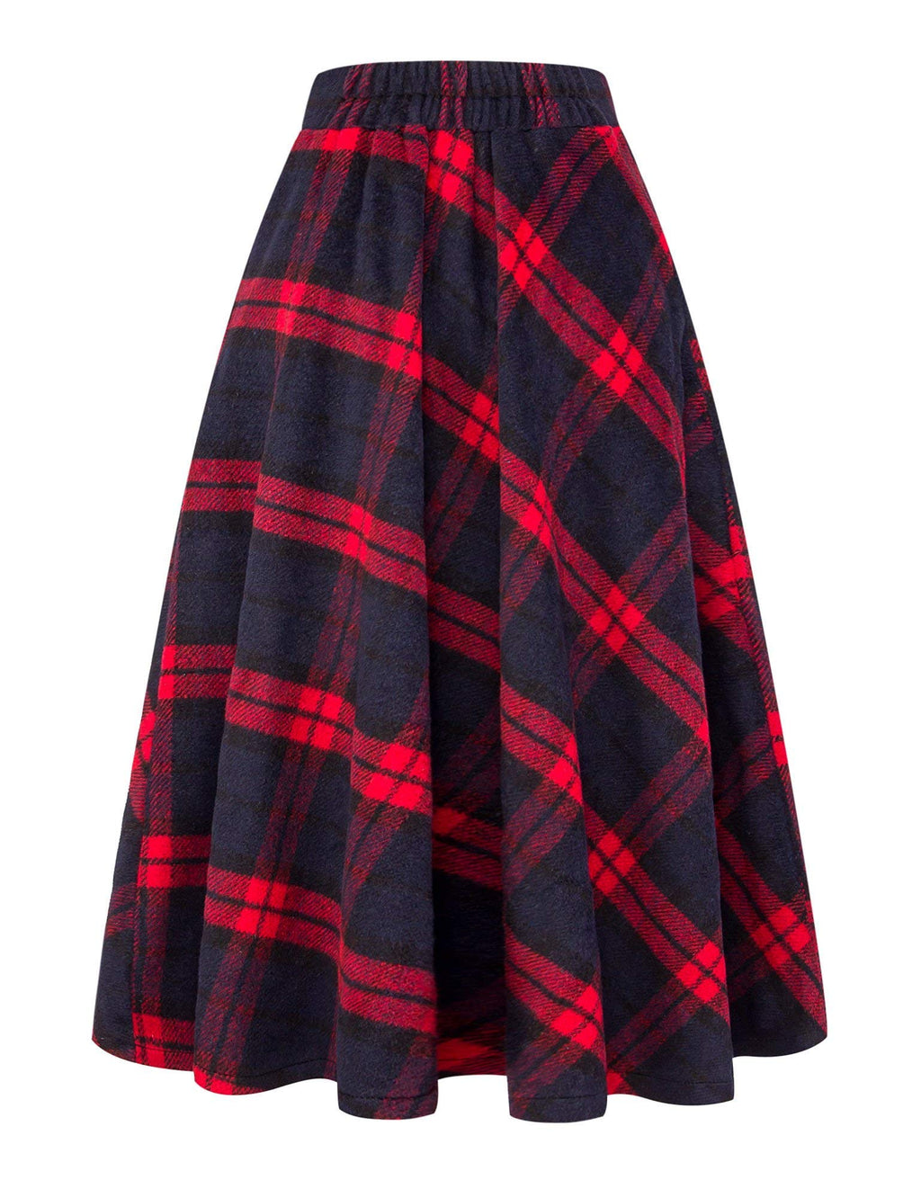 IDEALSANXUN Christams Skirt Red Plaid Skirts for Women Gifts Christmas Outfits Clothes Wool Tartan Tweed Sweater Dresses, Long R
