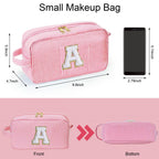 YOOLIFE Initial Makeup Bag for Women - Monogram Cute Large Pink Makeup Bags Cosmetic Toiletry Pouch Make Up Case for Women Her B