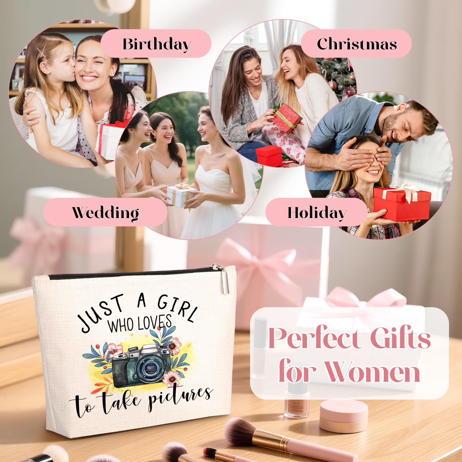 GevGuxLuo Photographers Gifts, Birthday Gift for Best Friend Sister, Photography Camera Accessories, Photo Lovers Makeup Bag Zip