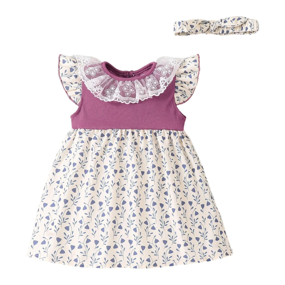 Hopscotch Baby Girls Floral Casual Dress With Headband In White Color For Ages (1824 Months) 18-24