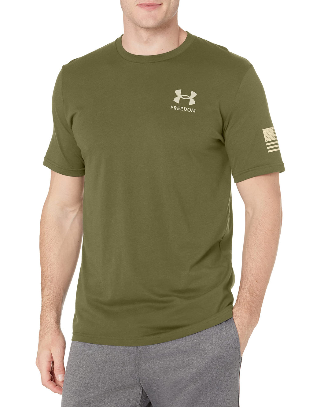 Under Armour Men's New Freedom Flag T-Shirt, Marine Od Green (390)/Desert Sand, X-Large