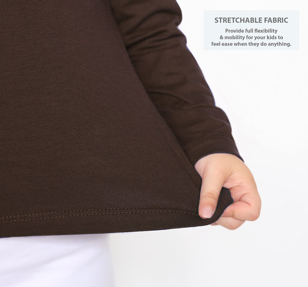 Lilax Girls' Basic Long Sleeve Round Neck Cotton T-Shirt 12 Brown