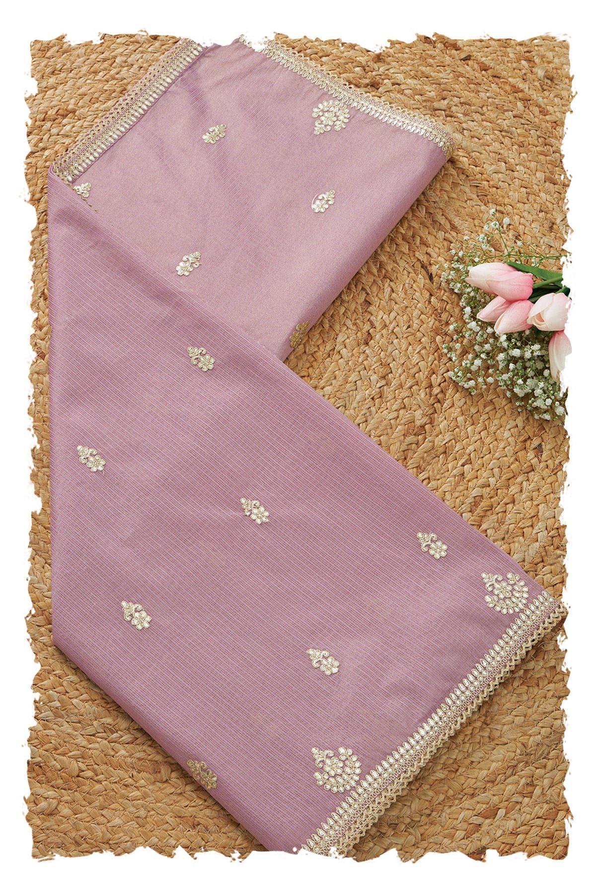 Soch Women Silk Shimmer Embroidered Dupatta with Zari