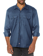 Dickies Mens Long Sleeve Work Shirt, Navy, Small