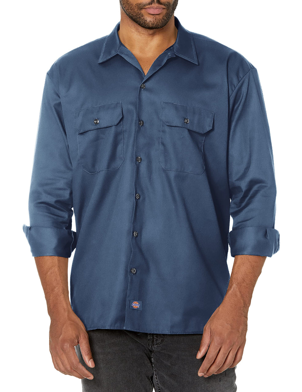 Dickies Mens Long Sleeve Work Shirt, Navy, Medium