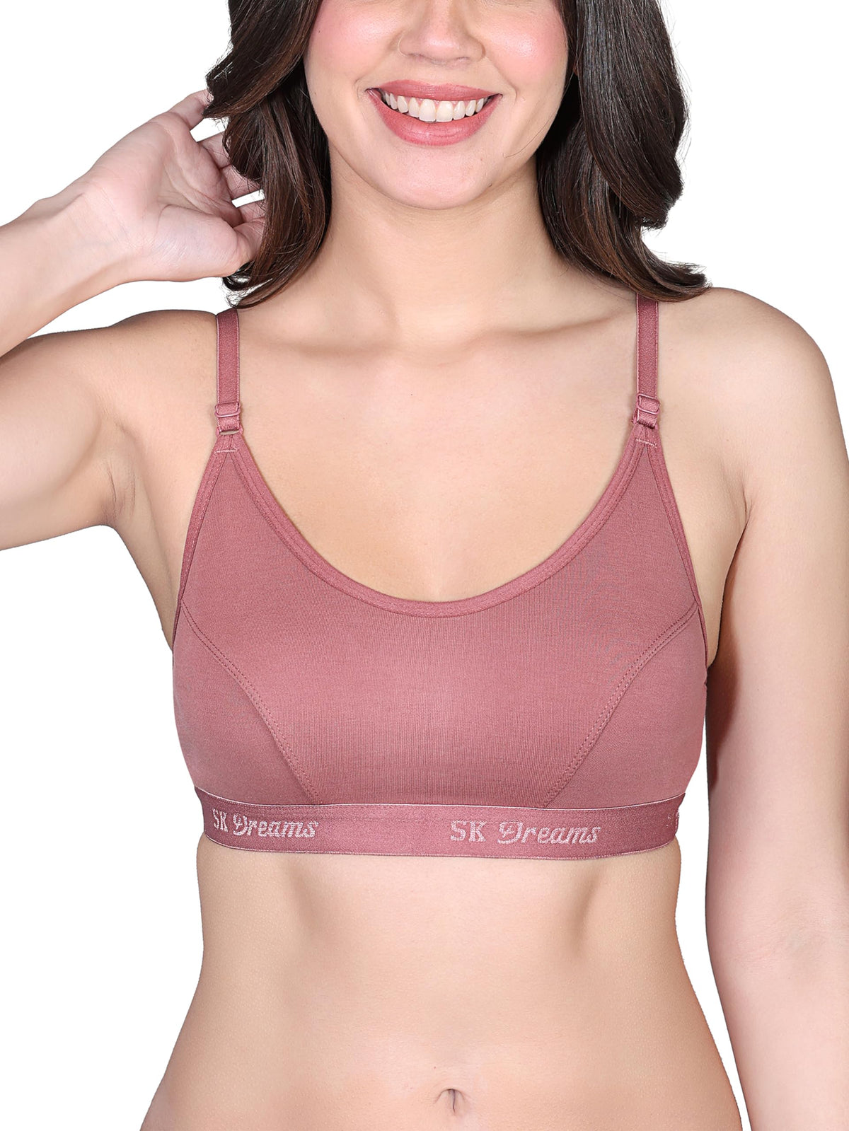 Skdreams Cotton Blend Seamed Non Padded NonWired Medium Coverage Women Sports Bra