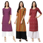 Pinkmint Women'S Crepe Digital Print Straight Kurta(Pack Of 3)[Qb-355-356-374-Xl]