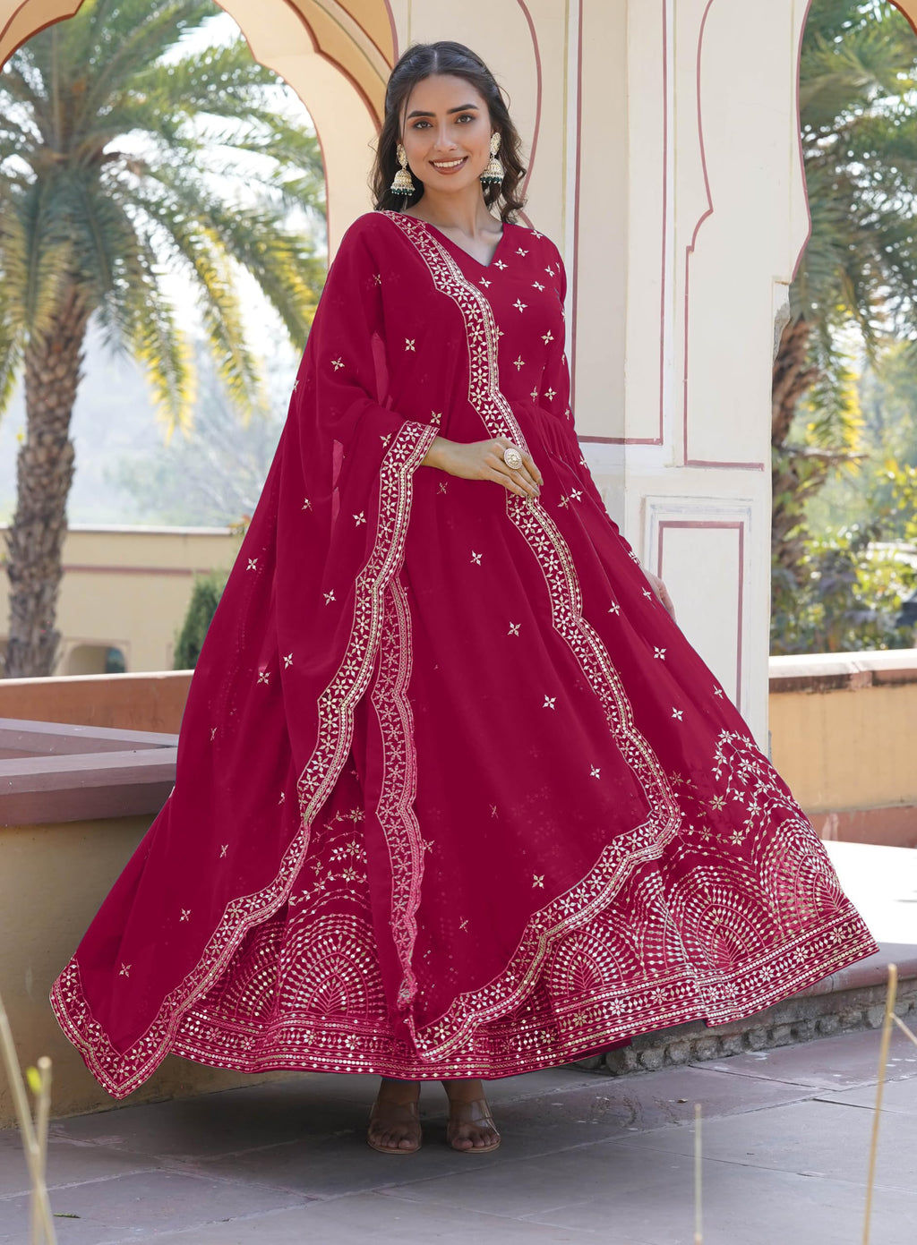 Wedani Georgette Embroidered Anarkali Gown For Women