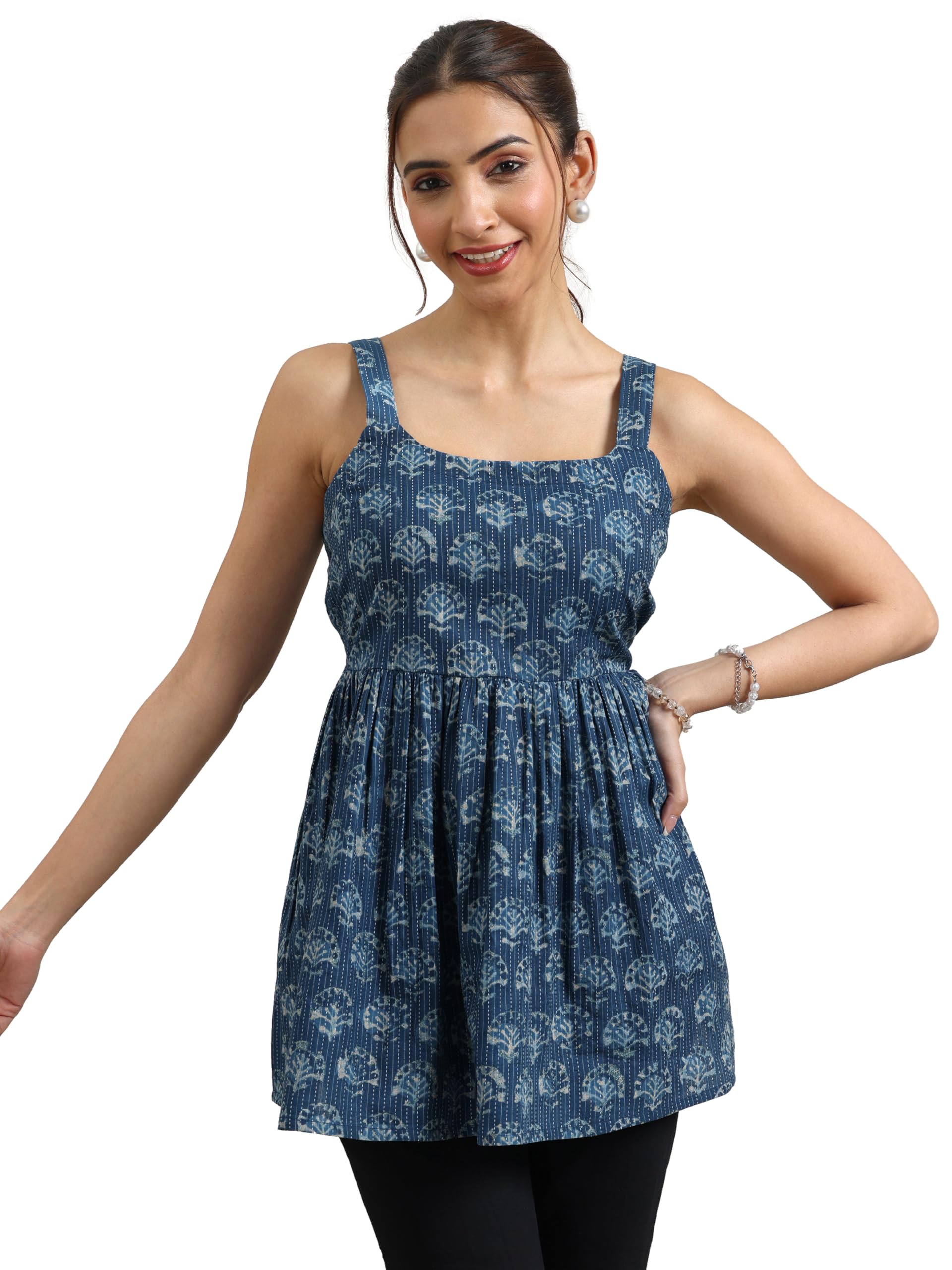 Libas WomenS Cotton Anarkali Kurti (29392O Indigo